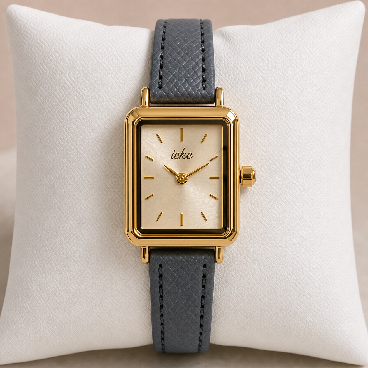 Montre IEKE Rectangulaire Cuir Bleu - Originale Coffret