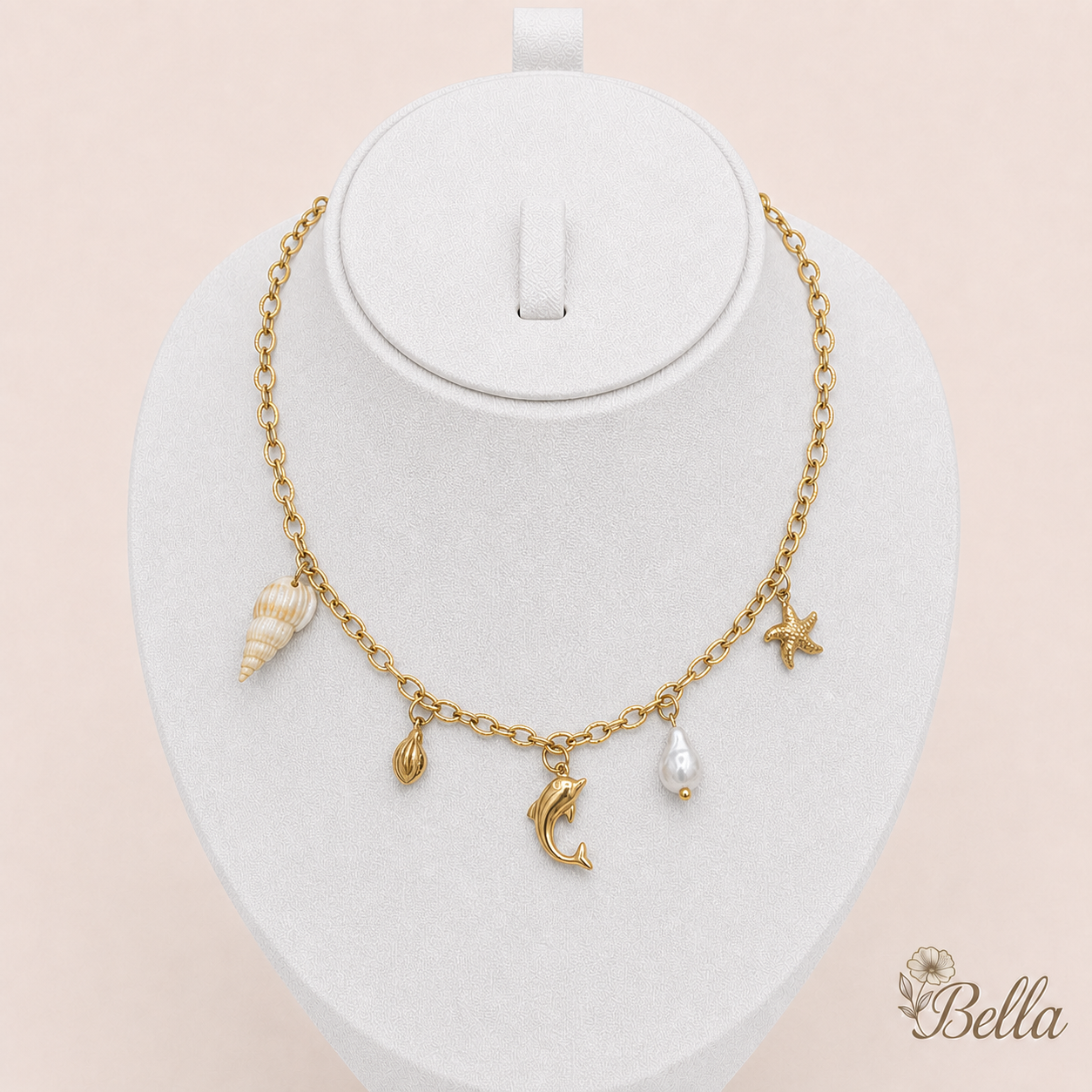 Collier « Golden Dolphin » En Acier Inoxydable