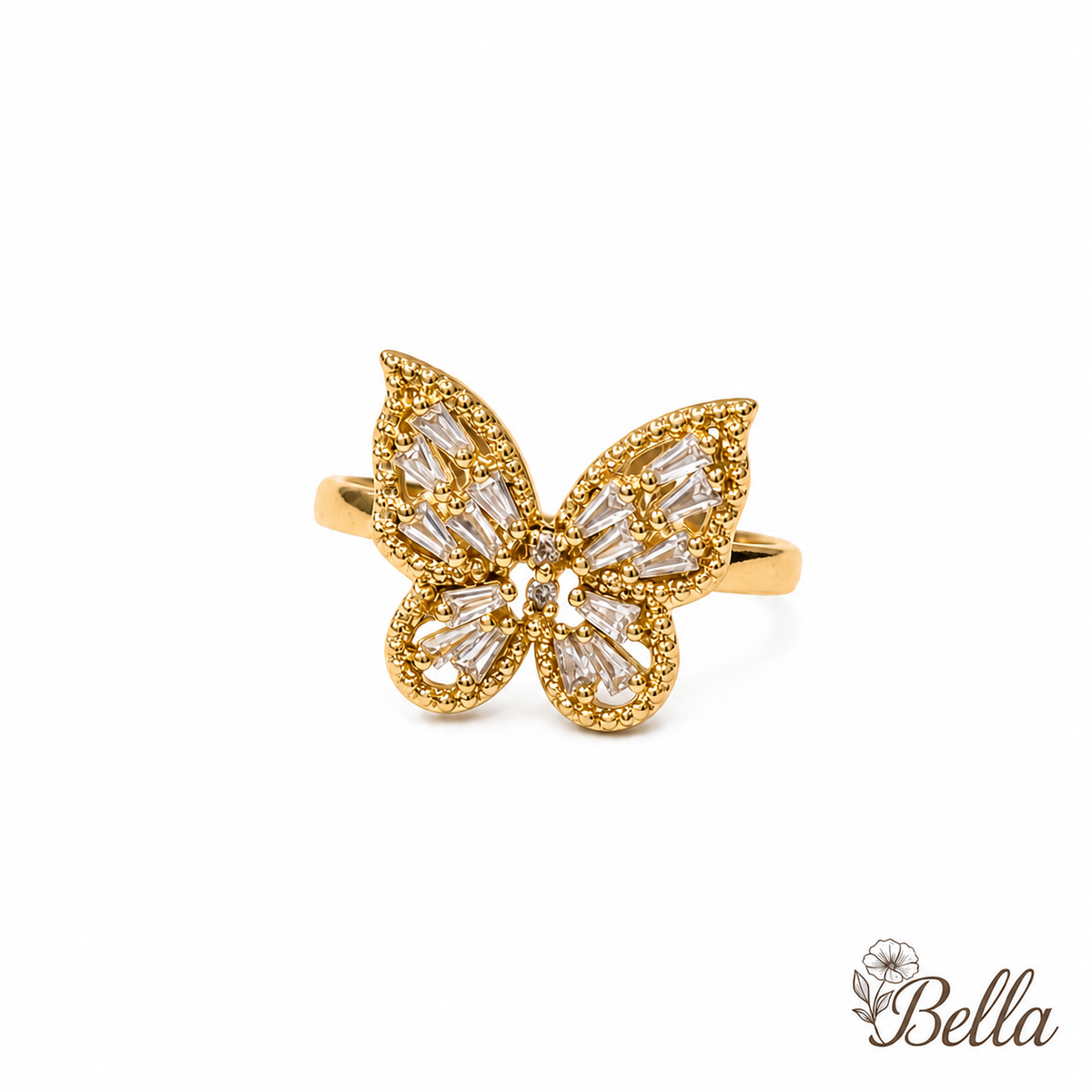 Bague "Papillon de Cristal" Dorée
