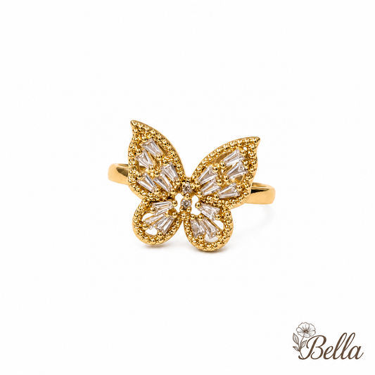 Bague "Papillon de Cristal" Dorée