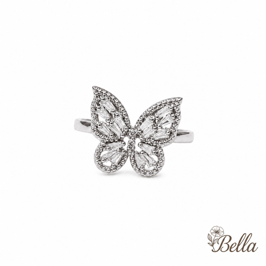 Bague "Papillon de Cristal" Argentée
