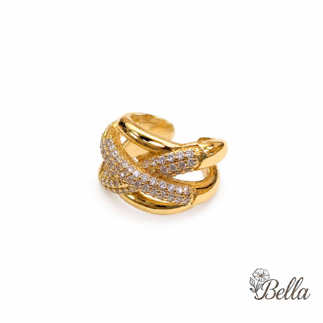 Bague Moderne Croisée - En Plaqué Or Garanti
