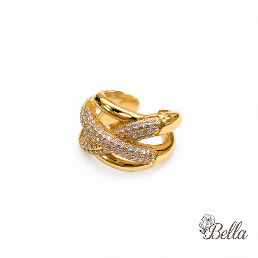 Bague Moderne Croisée - En Plaqué Or Garanti