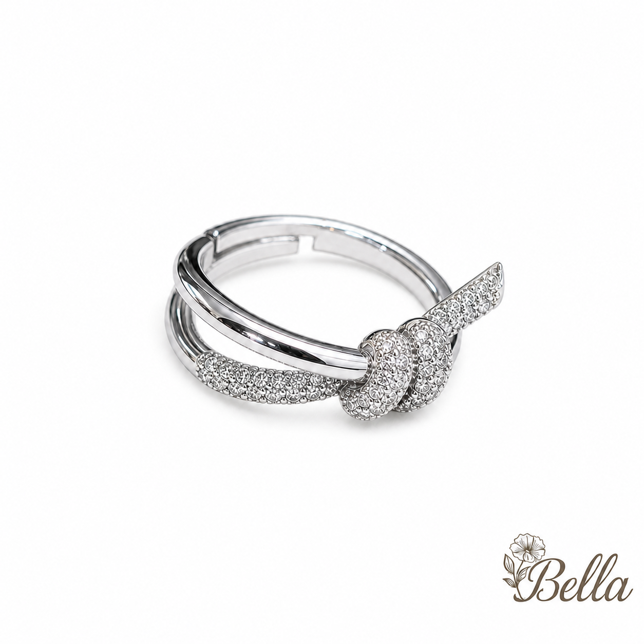 Bague Ajustable "Nœud d'Amour" Argentée