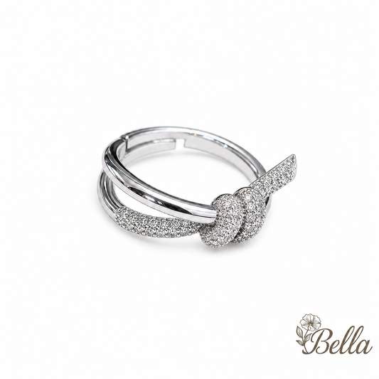 Bague Ajustable "Nœud d'Amour" Argentée