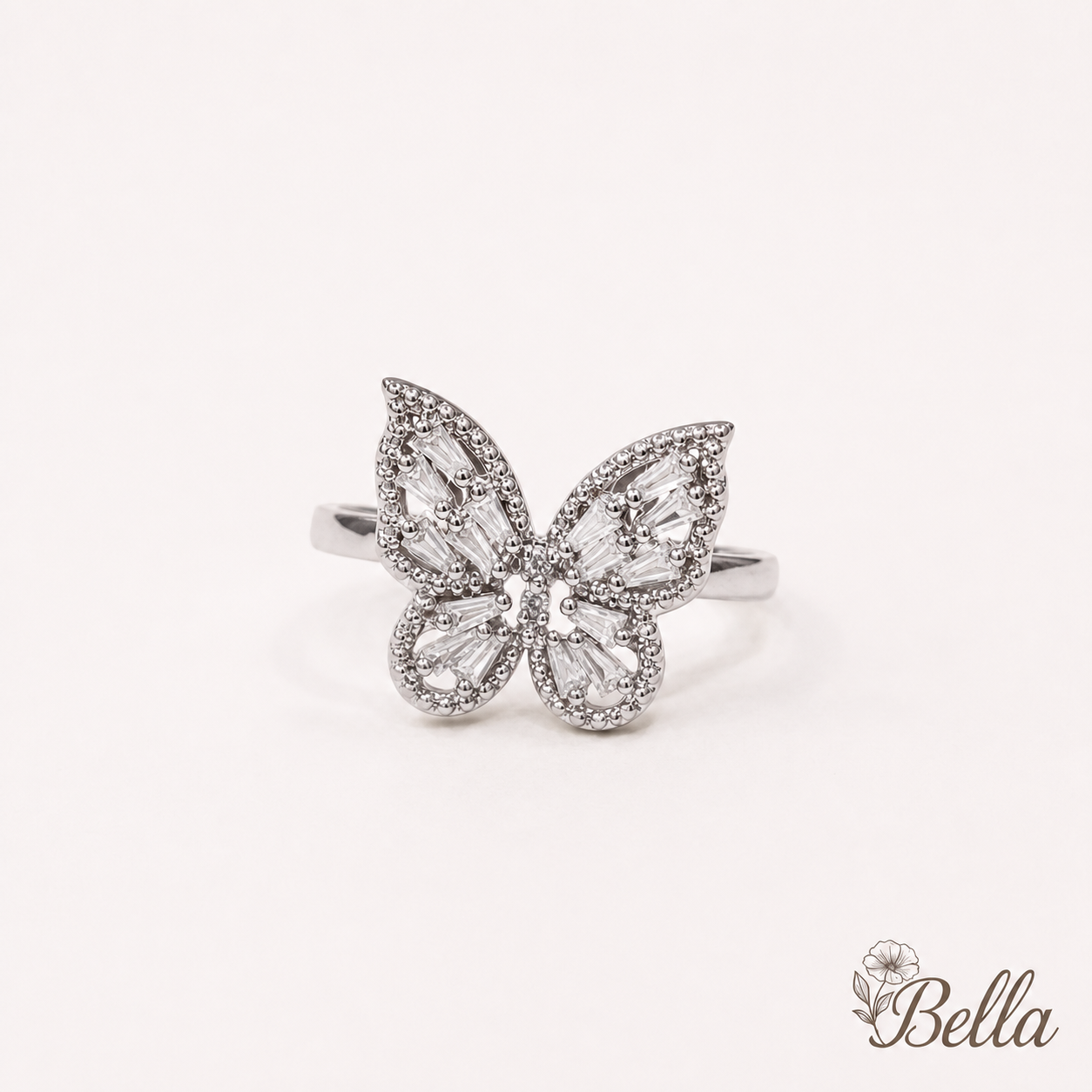 Bague "Papillon de Cristal" Argentée