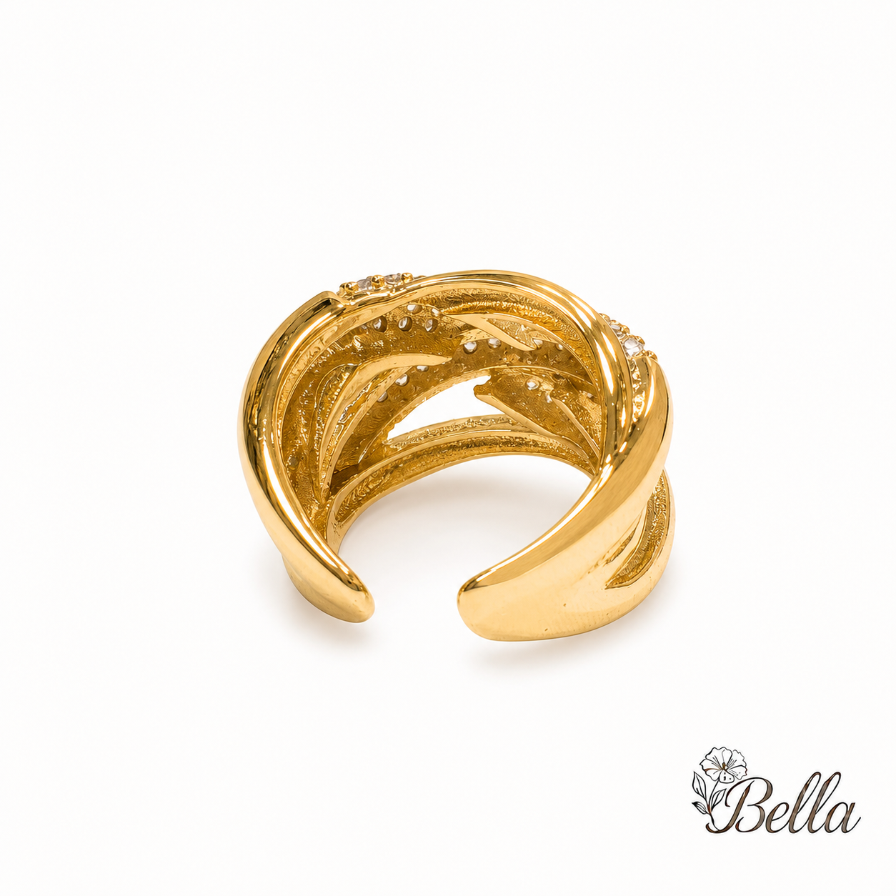 Bague Moderne Croisée - En Plaqué Or Garanti