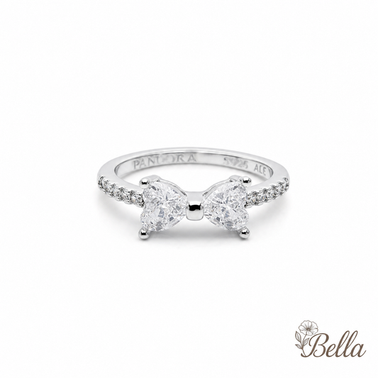 Bague Pandora Nœud Étincelante En Acier Inoxydable