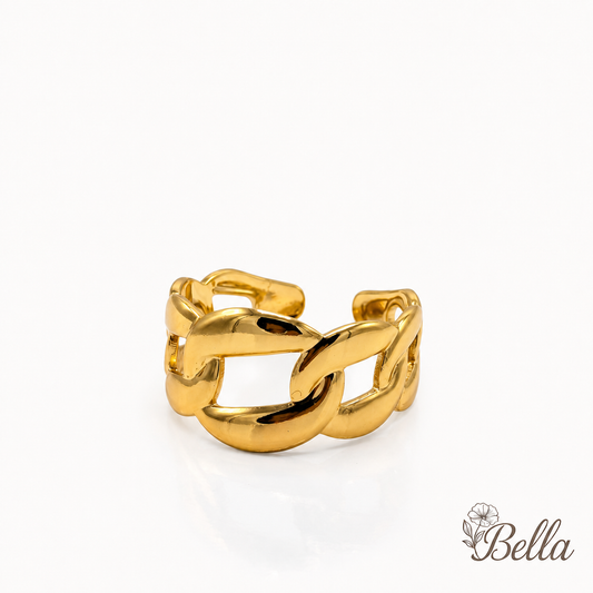 Bague "Chain" Dorée En Acier Inoxydable