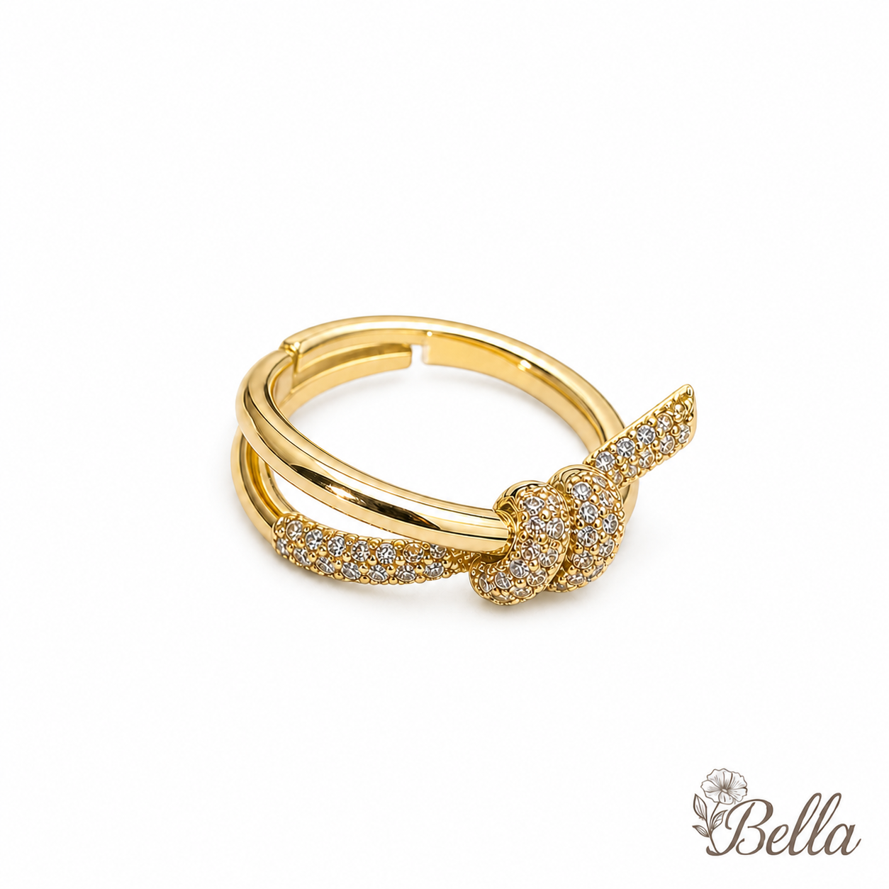 Bague Ajustable "Nœud d'Amour" Dorée