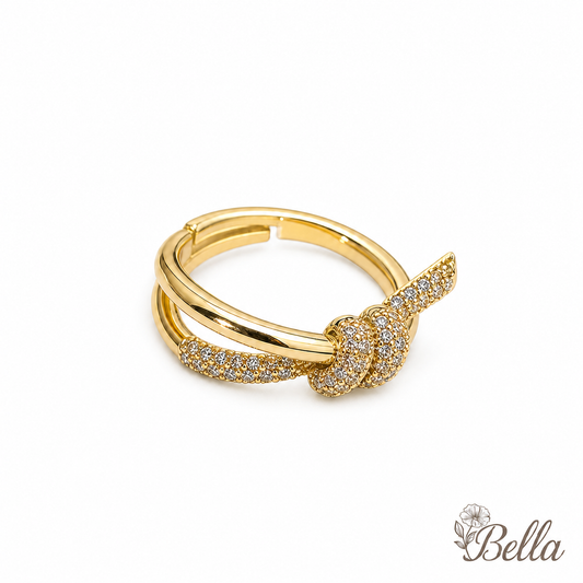Bague Ajustable "Nœud d'Amour" Dorée