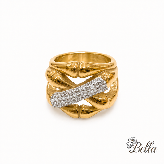 Bague Croisée - En Plaqué Or Garanti